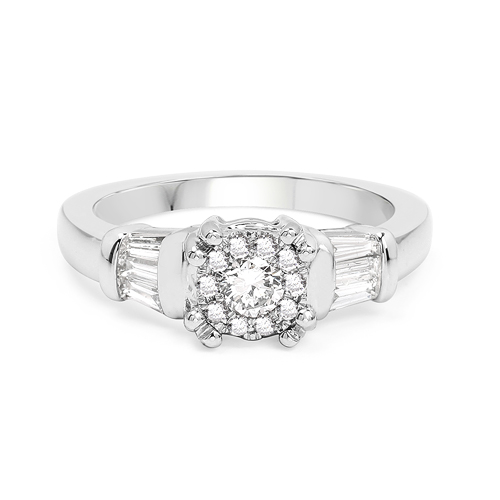 0.50 Carat Genuine White Diamond 14K White Gold Ring (E-F-G Color, VS-SI Clarity)