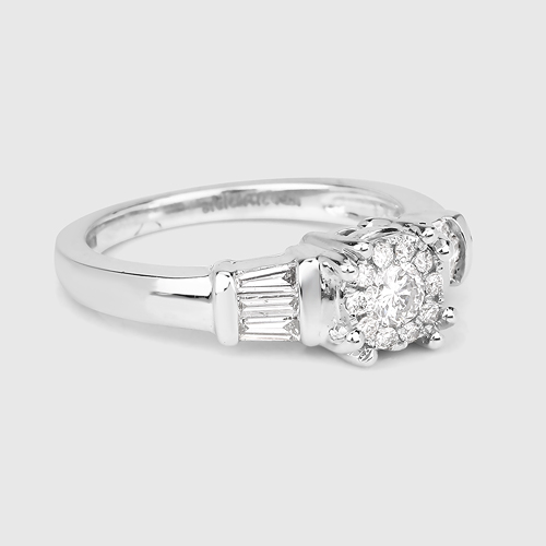 0.50 Carat Genuine White Diamond 14K White Gold Ring (E-F-G Color, VS-SI Clarity)