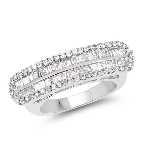 Diamond-0.90 Carat Genuine White Diamond 14K White Gold Ring (E-F-G Color, VS-SI Clarity)