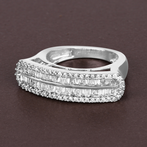 0.90 Carat Genuine White Diamond 14K White Gold Ring (E-F-G Color, VS-SI Clarity)