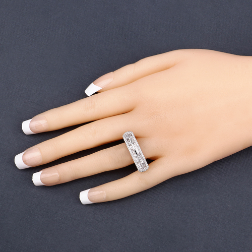 0.90 Carat Genuine White Diamond 14K White Gold Ring (E-F-G Color, VS-SI Clarity)