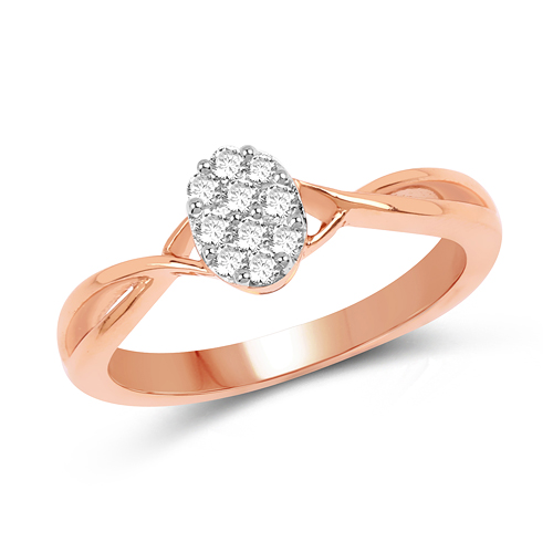 Diamond-0.21 Carat Genuine White Diamond 14K Rose Gold Ring (F-G Color, SI Clarity)