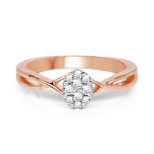 0.21 Carat Genuine White Diamond 14K Rose Gold Ring (F-G Color, SI Clarity)