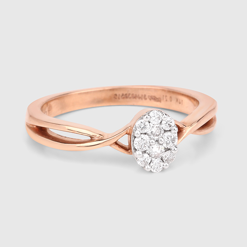 0.21 Carat Genuine White Diamond 14K Rose Gold Ring (F-G Color, SI Clarity)