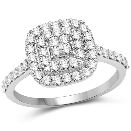 Diamond-0.73 Carat Genuine White Diamond 14K White Gold Ring (G-H Color, SI1-SI2 Clarity)