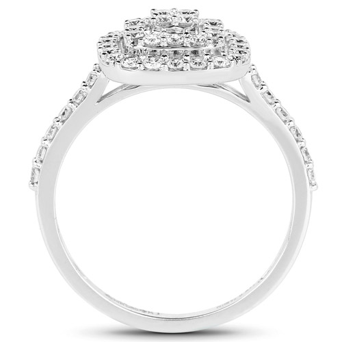 0.73 Carat Genuine White Diamond 14K White Gold Ring (G-H Color, SI1-SI2 Clarity)