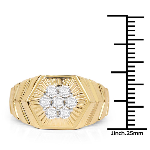 0.52 Carat Genuine White Diamond 14K Yellow Gold Ring (G-H Color, SI1-SI2 Clarity)