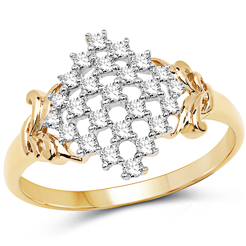 Diamond-0.38 Carat Genuine White Diamond 14K Yellow Gold Ring (E-F Color, SI Clarity)