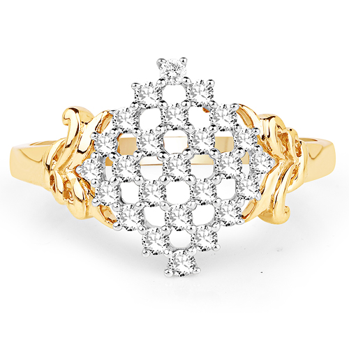 0.38 Carat Genuine White Diamond 14K Yellow Gold Ring (E-F Color, SI Clarity)