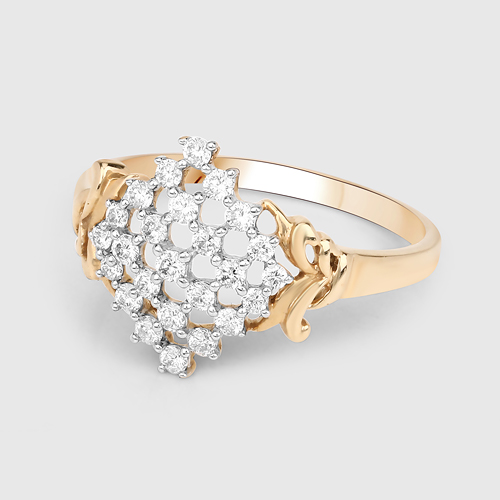 0.38 Carat Genuine White Diamond 14K Yellow Gold Ring (E-F Color, SI Clarity)