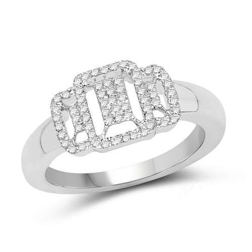 Diamond-0.17 Carat Genuine White Diamond 14K White Gold Ring (E-F Color, SI-I1 Clarity)