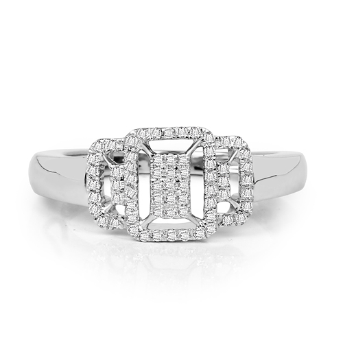 0.17 Carat Genuine White Diamond 14K White Gold Ring (E-F Color, SI-I1 Clarity)