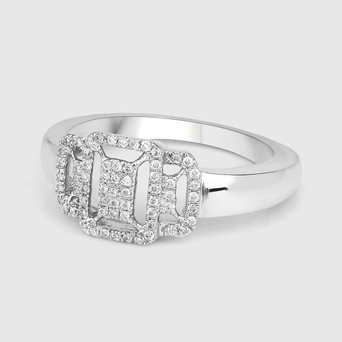 0.17 Carat Genuine White Diamond 14K White Gold Ring (E-F Color, SI-I1 Clarity)