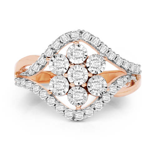 0.63 Carat Genuine White Diamond 14K Rose Gold Ring (E-F-G Color, SI1-SI2 Clarity)