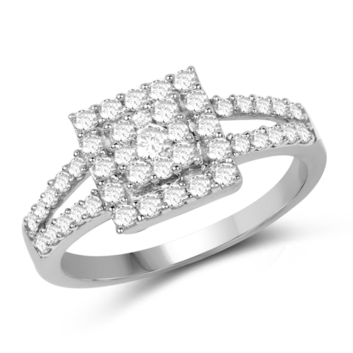 Diamond-0.73 Carat Genuine White Diamond 14K White Gold Ring (E-F Color, SI1-SI2 Clarity)