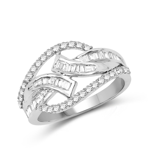 Diamond-0.72 Carat Genuine White Diamond 14K White Gold Ring (E-F-G Color, VS-SI Clarity)