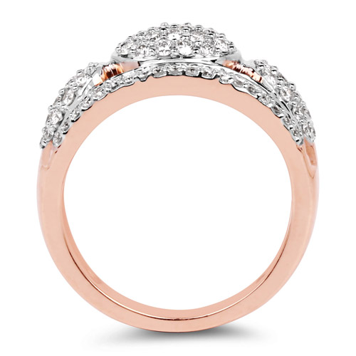 0.74 Carat Genuine White Diamond 14K Rose Gold Ring (G-H Color, SI1-SI2 Clarity)
