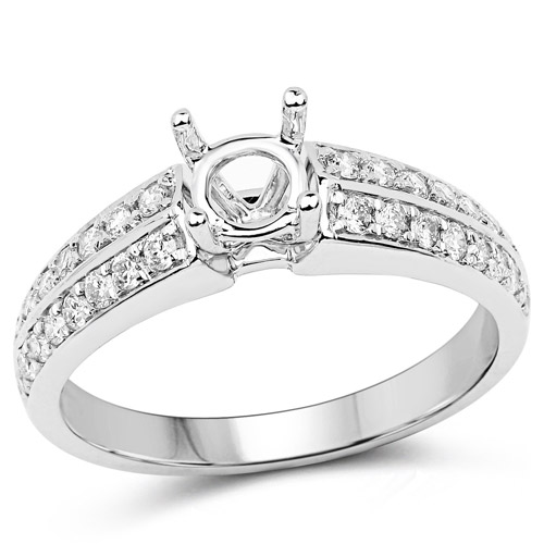 Diamond-0.38 Carat Genuine White Diamond 14K White Gold Ring (G-H Color, SI1-SI2 Clarity)