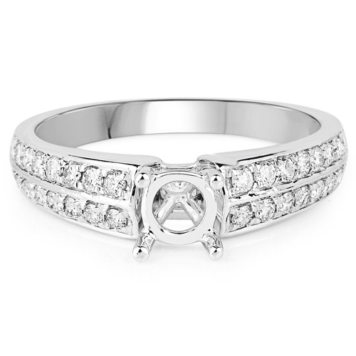 0.38 Carat Genuine White Diamond 14K White Gold Ring (G-H Color, SI1-SI2 Clarity)