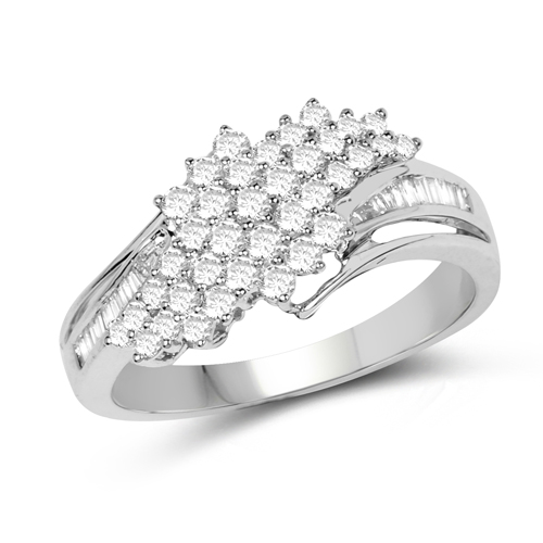 Diamond-0.73 Carat Genuine White Diamond 14K White Gold Ring (E-F Color, VS-SI Clarity)