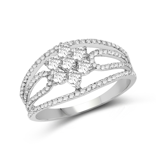 Diamond-0.68 Carat Genuine White Diamond 14K White Gold Ring (E-F-G Color, VS-SI Clarity)