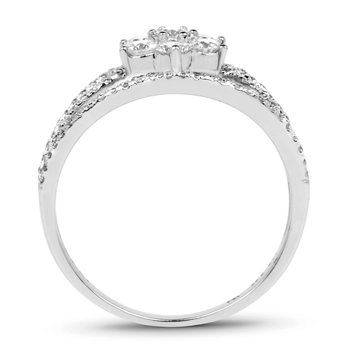 0.68 Carat Genuine White Diamond 14K White Gold Ring (E-F-G Color, VS-SI Clarity)