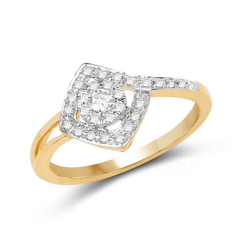 Diamond-0.22 Carat Genuine White Diamond 14K Yellow Gold Ring (E-F-G Color, SI Clarity)