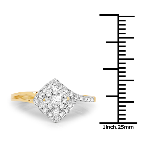 0.22 Carat Genuine White Diamond 14K Yellow Gold Ring (E-F-G Color, SI Clarity)