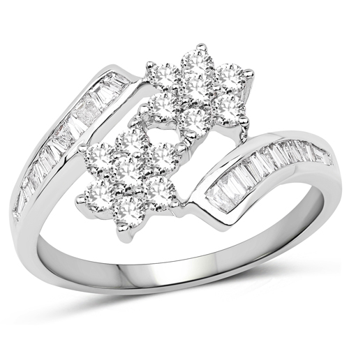 Diamond-0.82 Carat Genuine White Diamond 14K White Gold Ring (E-F Color, VS-SI Clarity)