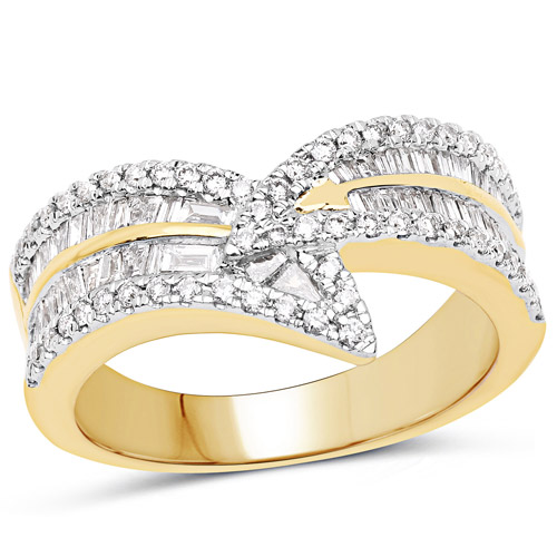 Diamond-0.72 Carat Genuine White Diamond 14K Yellow Gold Ring (G-H Color, SI1-SI2 Clarity)