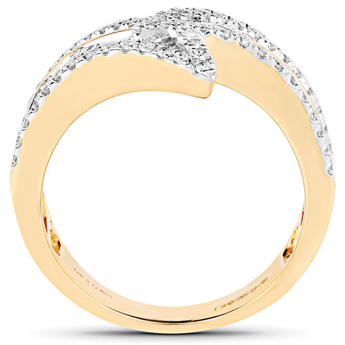 0.72 Carat Genuine White Diamond 14K Yellow Gold Ring (G-H Color, SI1-SI2 Clarity)