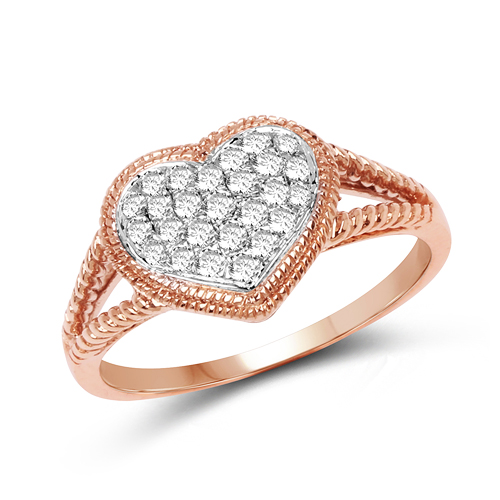 Diamond-0.32 Carat Genuine White Diamond 14K Rose Gold Ring (F-G Color, SI Clarity)