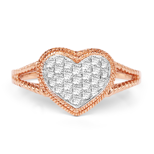 0.32 Carat Genuine White Diamond 14K Rose Gold Ring (F-G Color, SI Clarity)