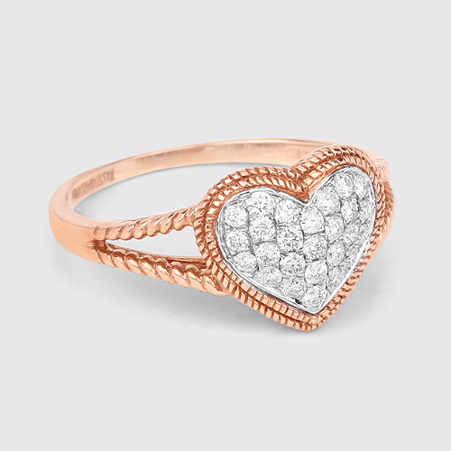 0.32 Carat Genuine White Diamond 14K Rose Gold Ring (F-G Color, SI Clarity)