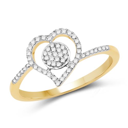 Diamond-0.15 Carat Genuine White Diamond 14K Yellow Gold Ring (E-F-G Color, SI1-SI2 Clarity)