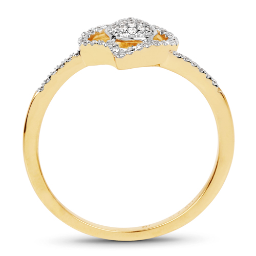 0.15 Carat Genuine White Diamond 14K Yellow Gold Ring (E-F-G Color, SI1-SI2 Clarity)