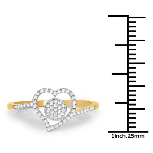 0.15 Carat Genuine White Diamond 14K Yellow Gold Ring (E-F-G Color, SI1-SI2 Clarity)