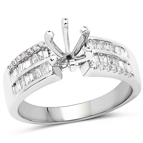 Diamond-0.42 Carat Genuine White Diamond 14K White Gold Ring (G-H Color, SI1-SI2 Clarity)