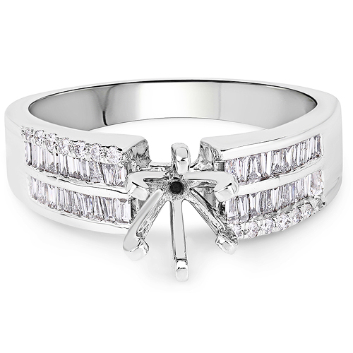 0.42 Carat Genuine White Diamond 14K White Gold Ring (G-H Color, SI1-SI2 Clarity)