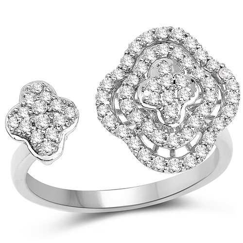 Diamond-0.50 Carat Genuine White Diamond 14K White Gold Ring (G-H Color, SI1-SI2 Clarity)