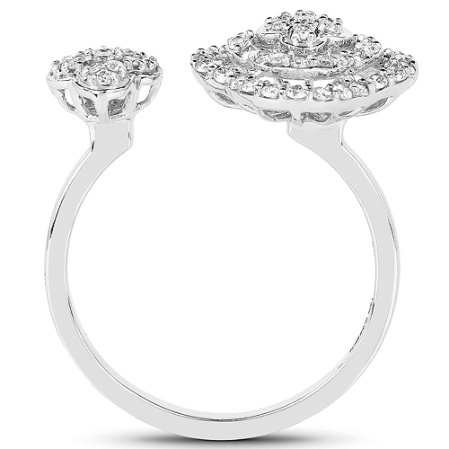0.50 Carat Genuine White Diamond 14K White Gold Ring (G-H Color, SI1-SI2 Clarity)