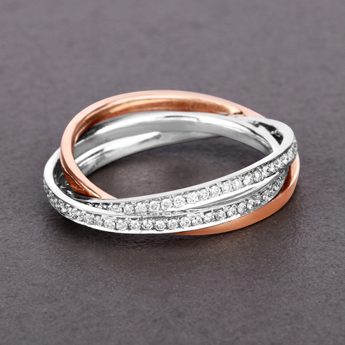0.57 Carat Genuine White Diamond 14K White & Rose Gold Ring (E-F Color, SI1-SI2 Clarity)