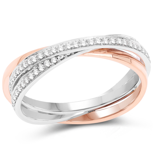 Diamond-0.57 Carat Genuine White Diamond 14K White & Rose Gold Ring (E-F Color, SI1-SI2 Clarity)