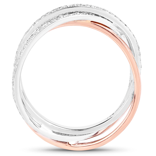 0.57 Carat Genuine White Diamond 14K White & Rose Gold Ring (E-F Color, SI1-SI2 Clarity)