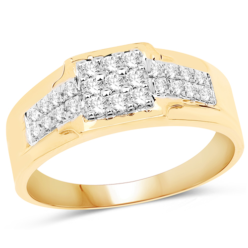 Diamond-0.37 Carat Genuine White Diamond 14K Yellow Gold Ring (E-F Color, VS-SI Clarity)