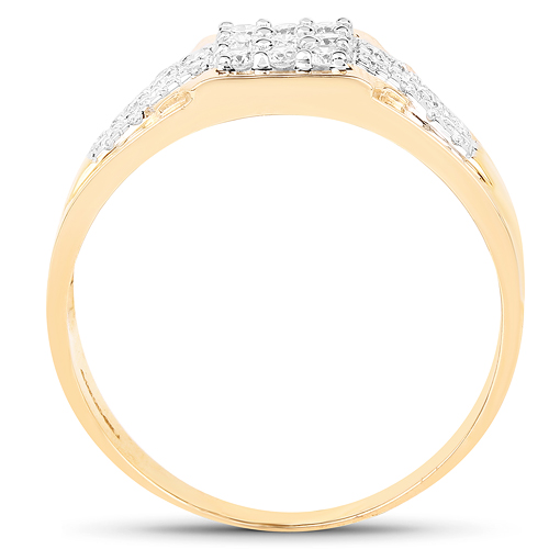 0.37 Carat Genuine White Diamond 14K Yellow Gold Ring (E-F Color, VS-SI Clarity)