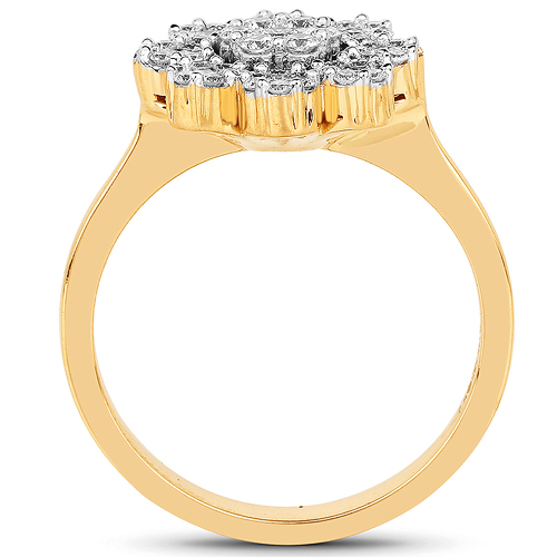 0.63 Carat Genuine White Diamond 14K Yellow Gold Ring (G-H Color, SI1-SI2 Clarity)