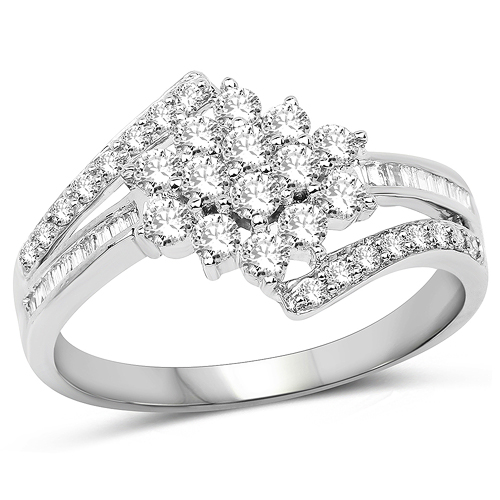 Diamond-0.67 Carat Genuine White Diamond 14K White Gold Ring (G-H Color, SI1-SI2 Clarity)