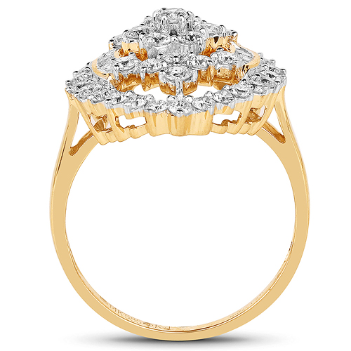 1.37 Carat Genuine White Diamond 14K Yellow Gold Ring (G-H Color, SI1-SI2 Clarity)