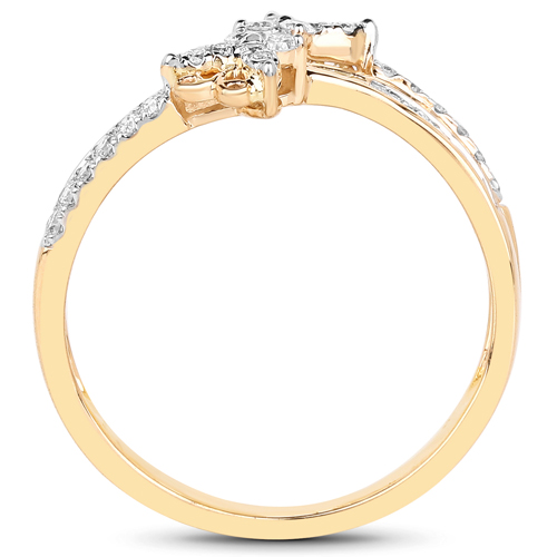 0.30 Carat Genuine White Diamond 14K Yellow Gold Ring (E-F Color, SI1-SI2 Clarity)